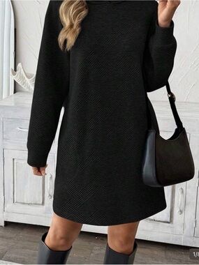 Black Long Sleeve Knit Sweater Dress